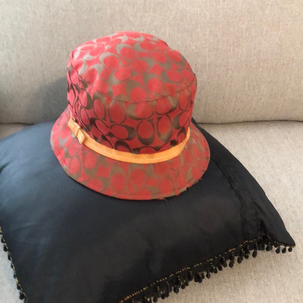 Coach Red and Orange Bucket Hat